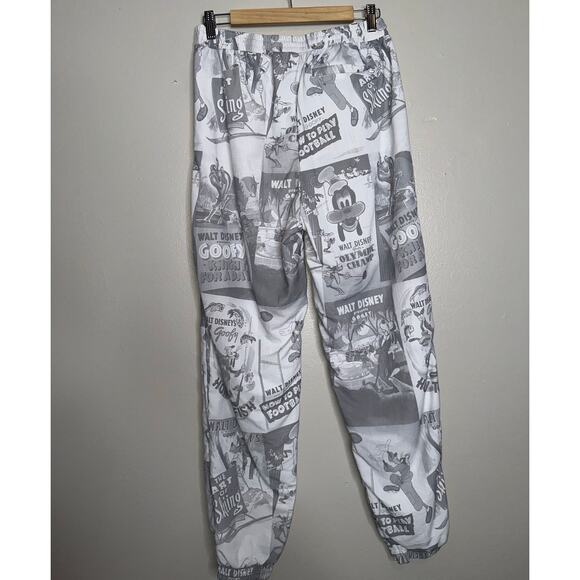 Disney Mickey Goofy 90th Anniversary Track Pants Gray White Graphic Print Small - Picture 7 of 7